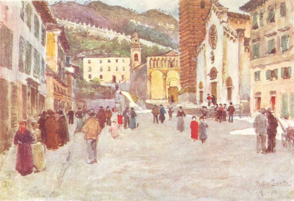 VIAREGGIO. The Piazza at Pietra Santa. Italy 1905 old antique print picture